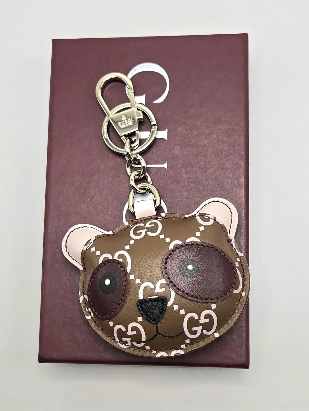 #178 - Gucci Accessory  Panda Shape 821890 Leather Bag/Key Charm - NWT